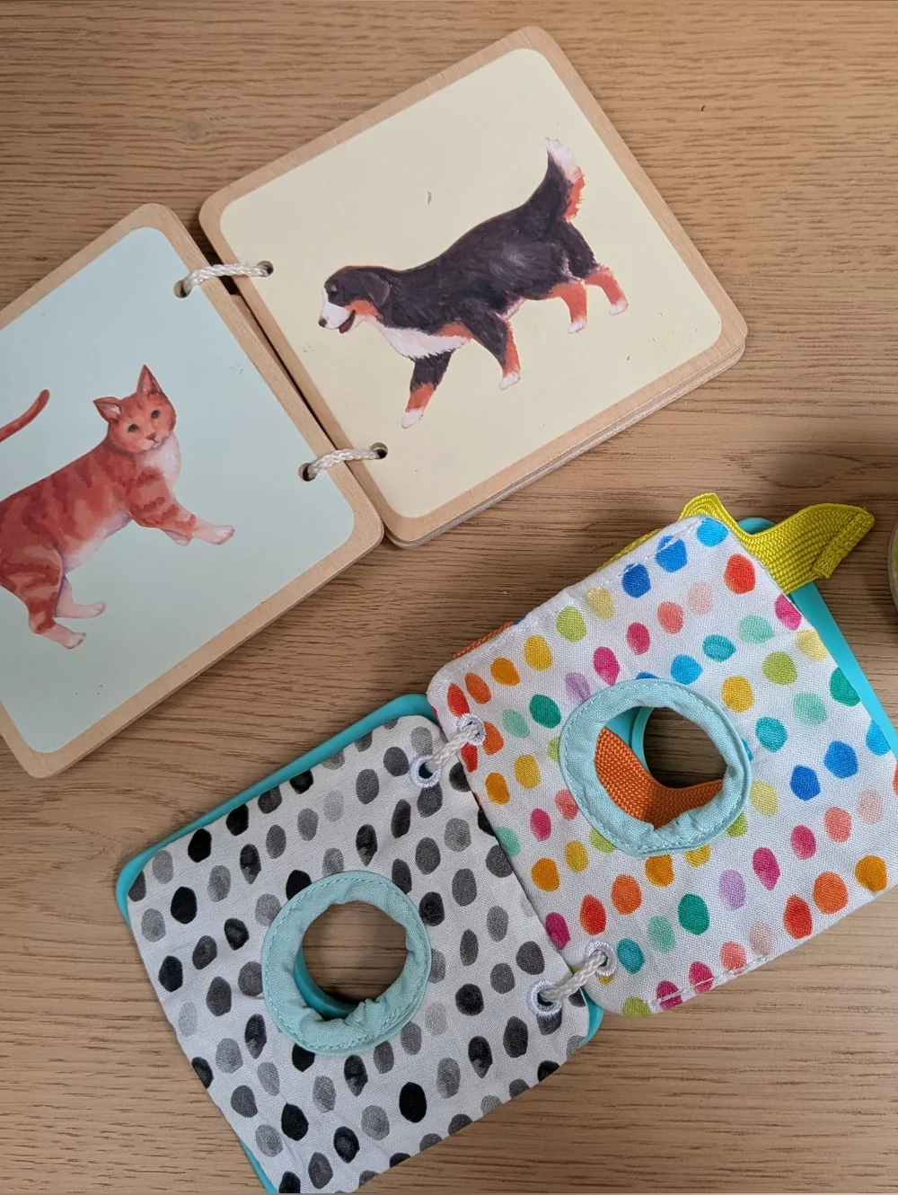 Lovevery Baby Bundle Wooden Animal Book, Texture Book And Rolling Bell